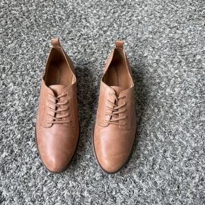 Lucky Brand Womens Leather Oxford Brown Shoe Flats Lace Up Comfort Preppy Sz 9